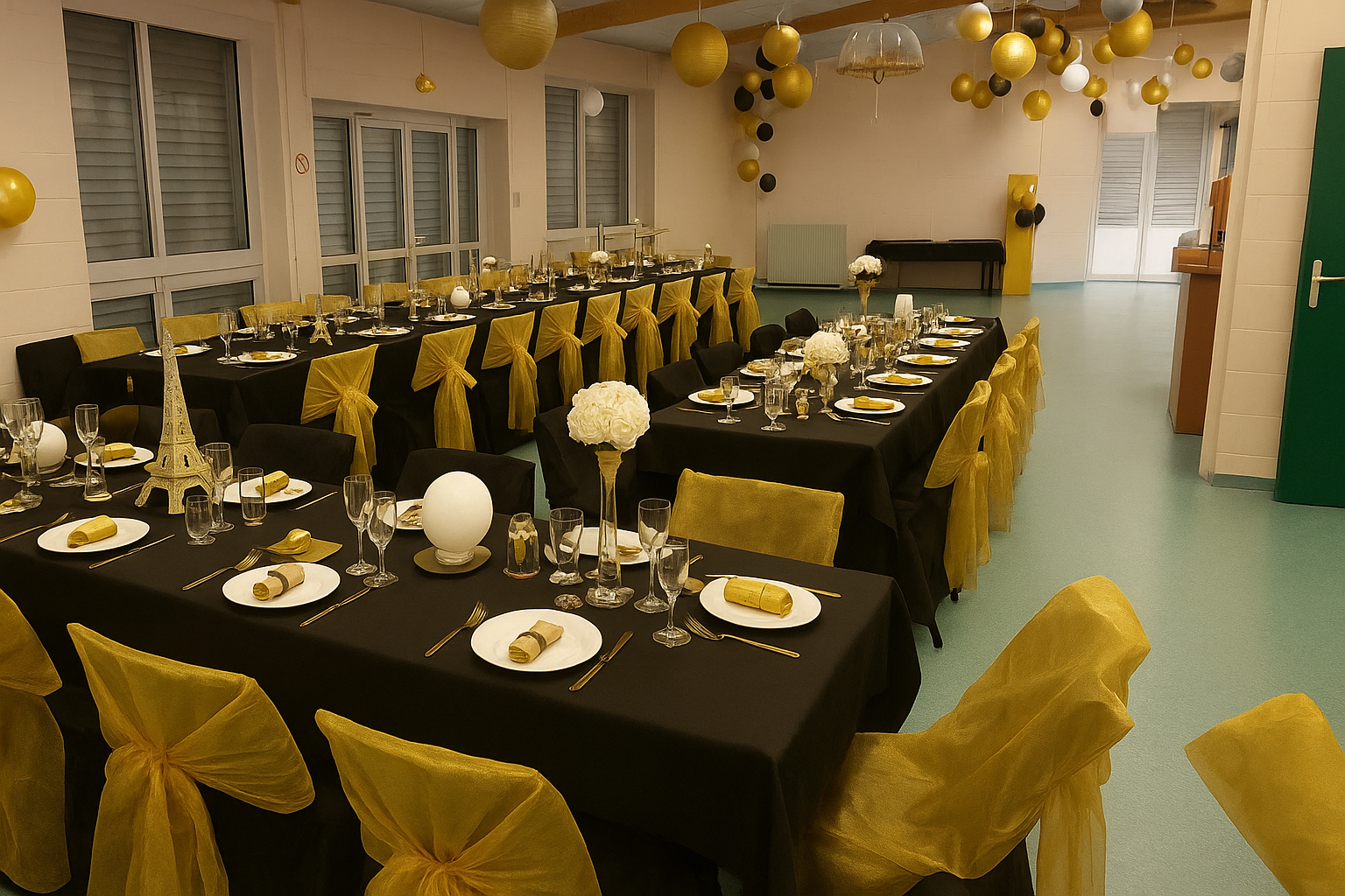 Banquet élégant en noir et or